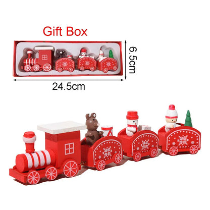 Christmas Wooden Train Ornament – Festive Moving Train Decoration for Home, Mantel or Table Display
