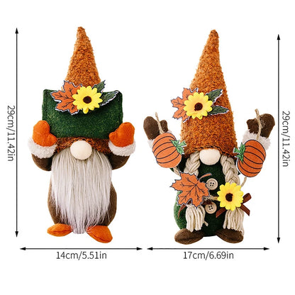 Autumn Gnome Plush Decoration – Maple Leaf & Sunflower Faceless Doll | Light-Up Fall Elf Ornament