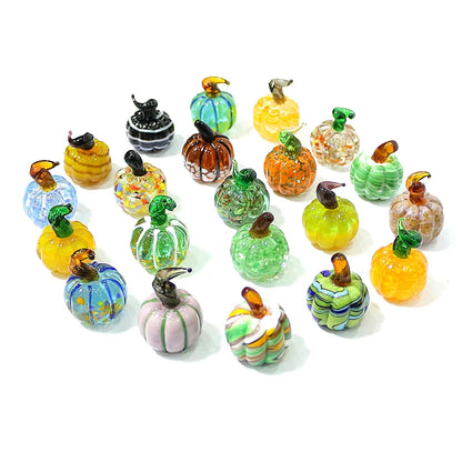 Mini Glass Pumpkin Figurines – Cute Halloween Table Ornaments, Autumn Home & Party Decorations