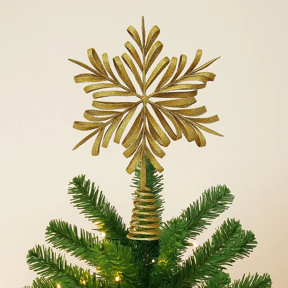 Gold Glitter Christmas Tree Topper Star Sparkling Reusable Christmas Topper Decor Iron Xmas Tree Ornament Christmas Tree