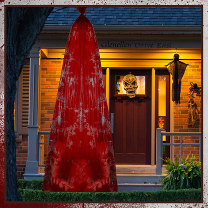 59-Inch Hanging Halloween Corpse Prop – Creepy Bloody Body Bag Decoration for Haunted Houses, Yards & Outdoor Horror Displays