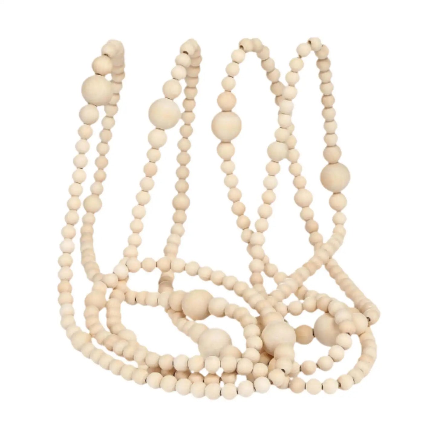 Wooden Bead Garland | Natural Festive Tree & Home Decoration