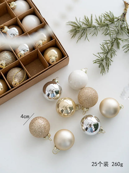 25pcs Small 4cm Champagne Glass Christmas Baubles – Mini Tree Ornaments for Xmas & New Year Party Décor