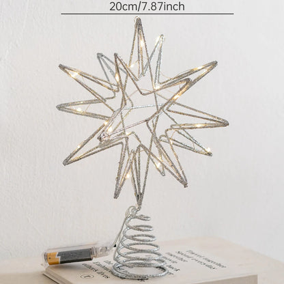 LED Light-Up Glitter Christmas Star Tree Topper – Warm White Treetop Decoration