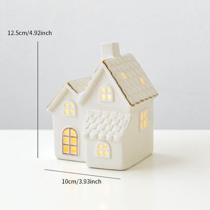Ceramic Glowing Christmas Snow Houses | Cosy Light-Up Holiday Ornaments