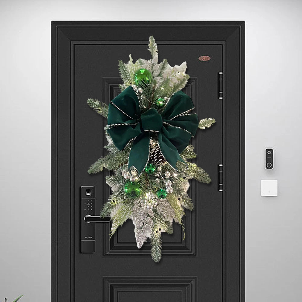 Christmas Wreath Garland – Festive Door or Window Decoration with Optional LED Lights