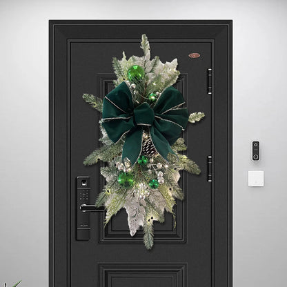 Christmas Wreath Garland – Festive Door or Window Decoration with Optional LED Lights