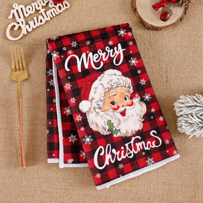 2pcs Christmas Kitchen Towels – Santa Claus Dish Towels for Home, Xmas & Holiday Décor