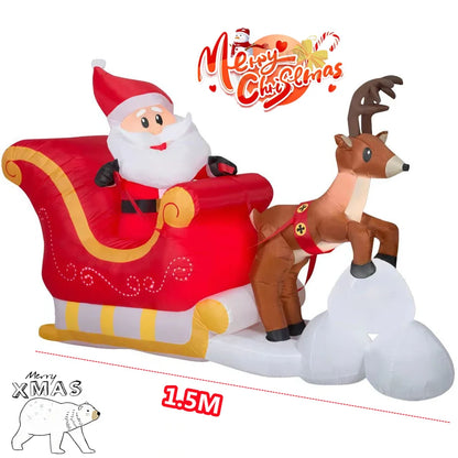 2.1m Santa and Reindeer Sleigh Inflatable with LED Lights | Festive Outdoor Decoration