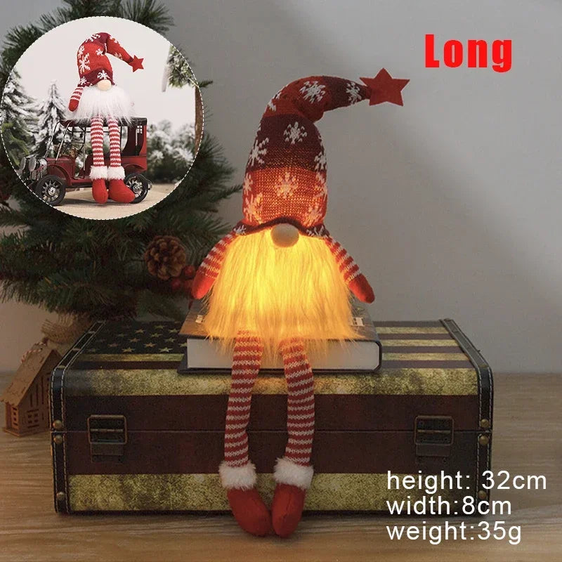 Faceless Gnome Christmas Doll Ornaments – LED Light Plush Tree Pendants
