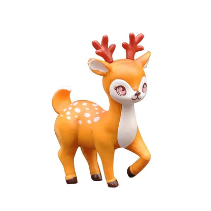 2pcs Mini Sika Deer Figurines | Woodland Animal Ornaments for Fairy Gardens & Christmas Displays
