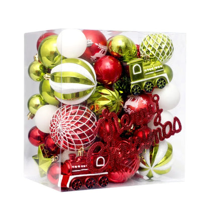 65pcs Shatterproof Christmas Baubles – Painted Tree Ornaments for Xmas & New Year