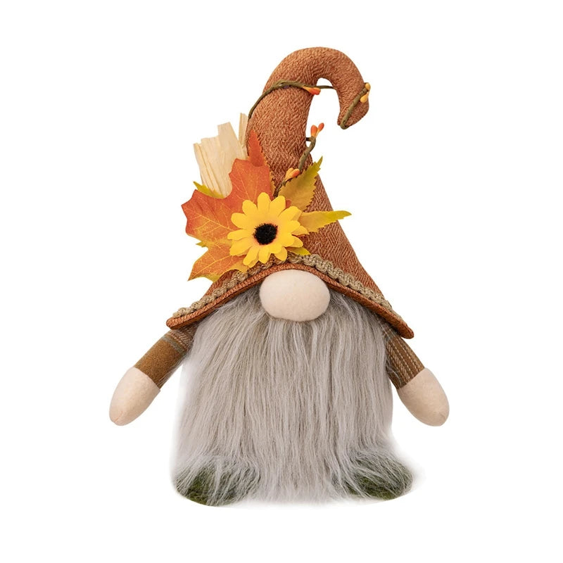 Autumn Gnome Plush Decoration – Maple Leaf & Sunflower Faceless Doll | Light-Up Fall Elf Ornament