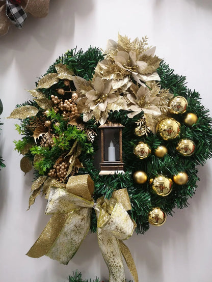 45cm Light-Up Christmas Wreath with Centre Lamp | Elegant Festive Door & Wall Decoration (Multiple Colours)