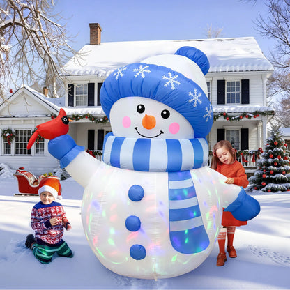 5ft Blue Snowman with Bird Inflatable | Light-Up Christmas Outdoor Decoration