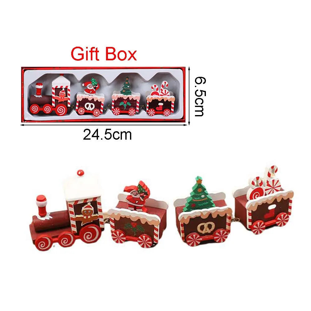 Christmas Wooden Train Ornament – Festive Moving Train Decoration for Home, Mantel or Table Display
