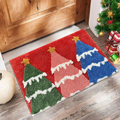 Red Santa & Gingerbread Christmas Doormat – Festive Holiday Welcome Mat for Indoor or Outdoor Use