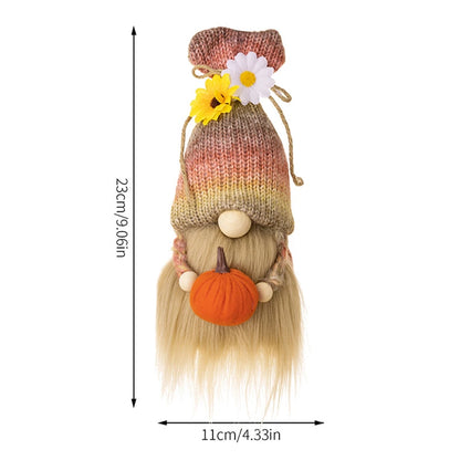 Autumn Gnome Plush Decoration – Maple Leaf & Sunflower Faceless Doll | Light-Up Fall Elf Ornament