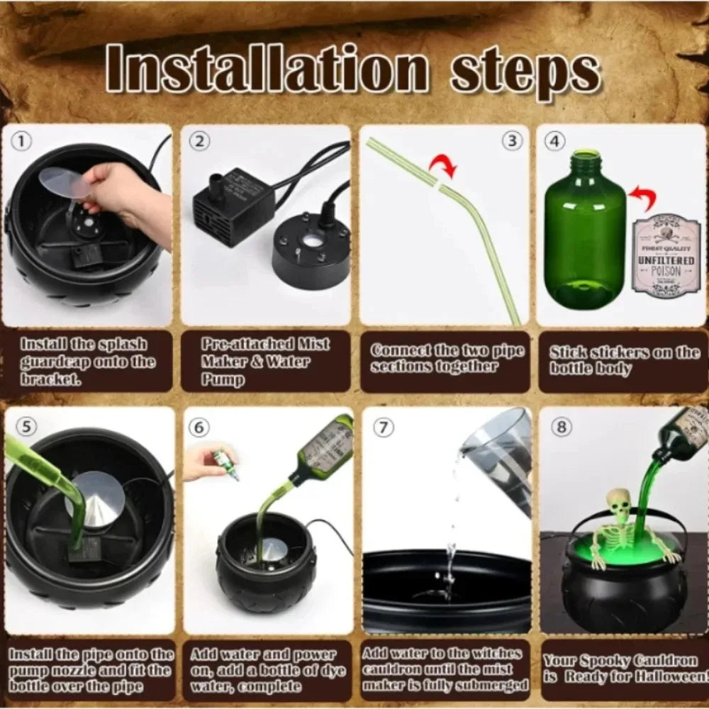 Magic Floating Bottle Diffuser – Dark Wizard Halloween Bowl Decoration for Indoor Home, Bar, and Party