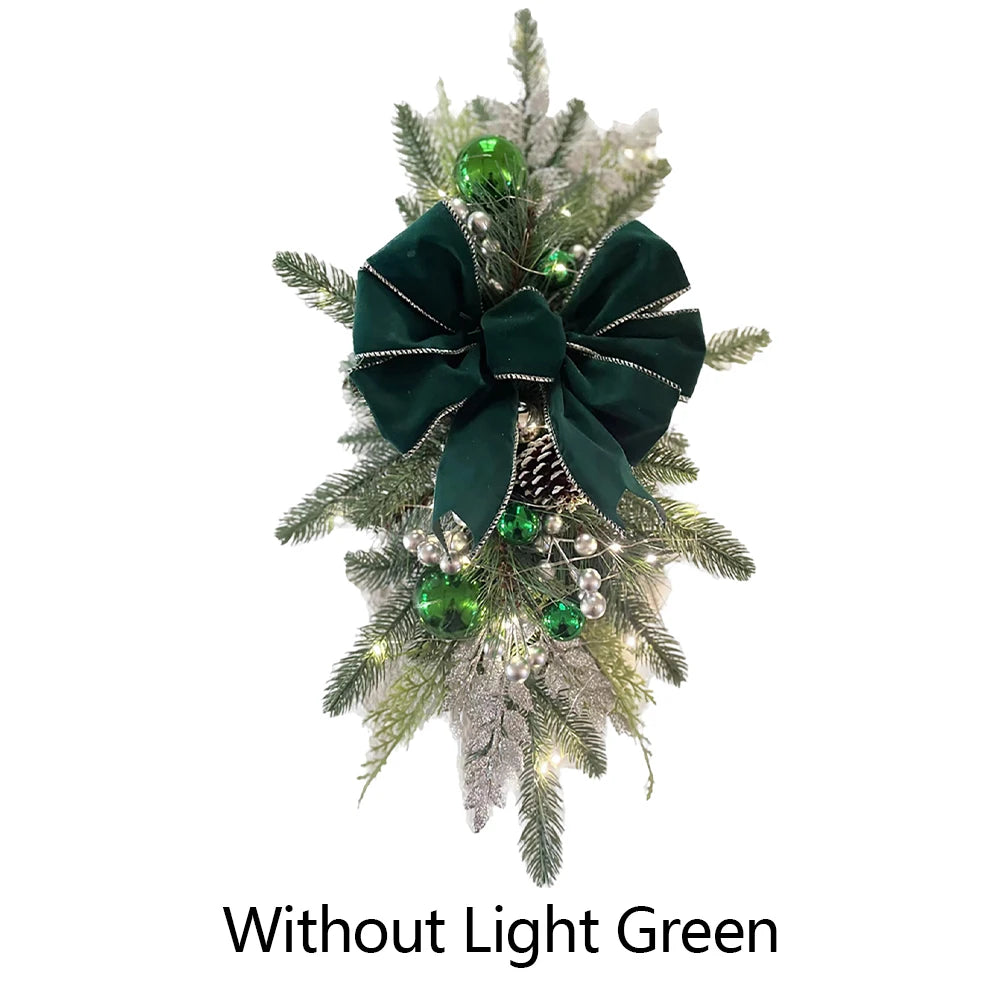 Christmas Wreath Garland – Festive Door or Window Decoration with Optional LED Lights