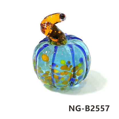 Mini Glass Pumpkin Figurines – Cute Halloween Table Ornaments, Autumn Home & Party Decorations