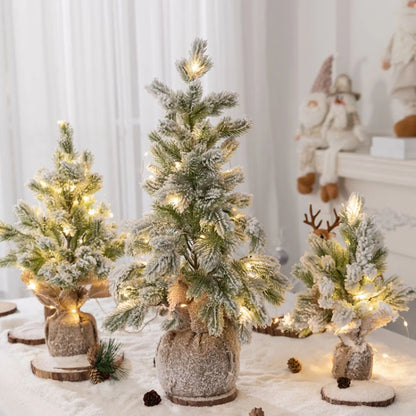 Nearly Natural Snow Flocked Artificial Christmas Tree – Decorative Tree with 30 LED Lights