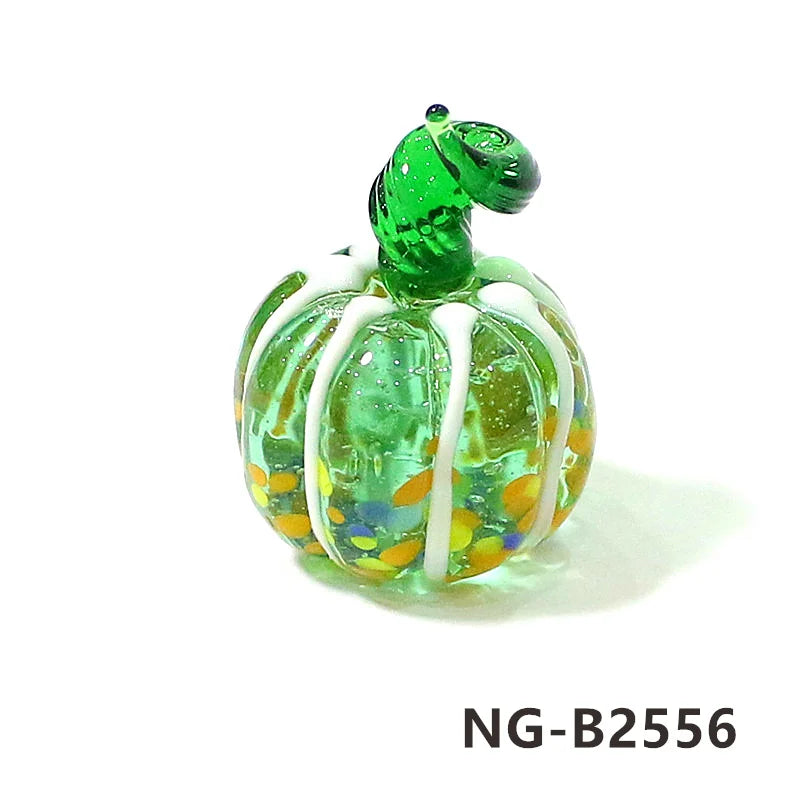 Mini Glass Pumpkin Figurines – Cute Halloween Table Ornaments, Autumn Home & Party Decorations