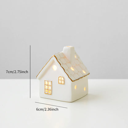 Ceramic Glowing Christmas Snow Houses | Cosy Light-Up Holiday Ornaments