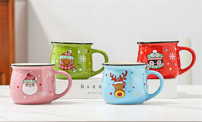 Christmas Ceramic Mugs | Santa, Elk & Snowman Coffee Cups | Festive Hot Chocolate & Gift Mug Collection