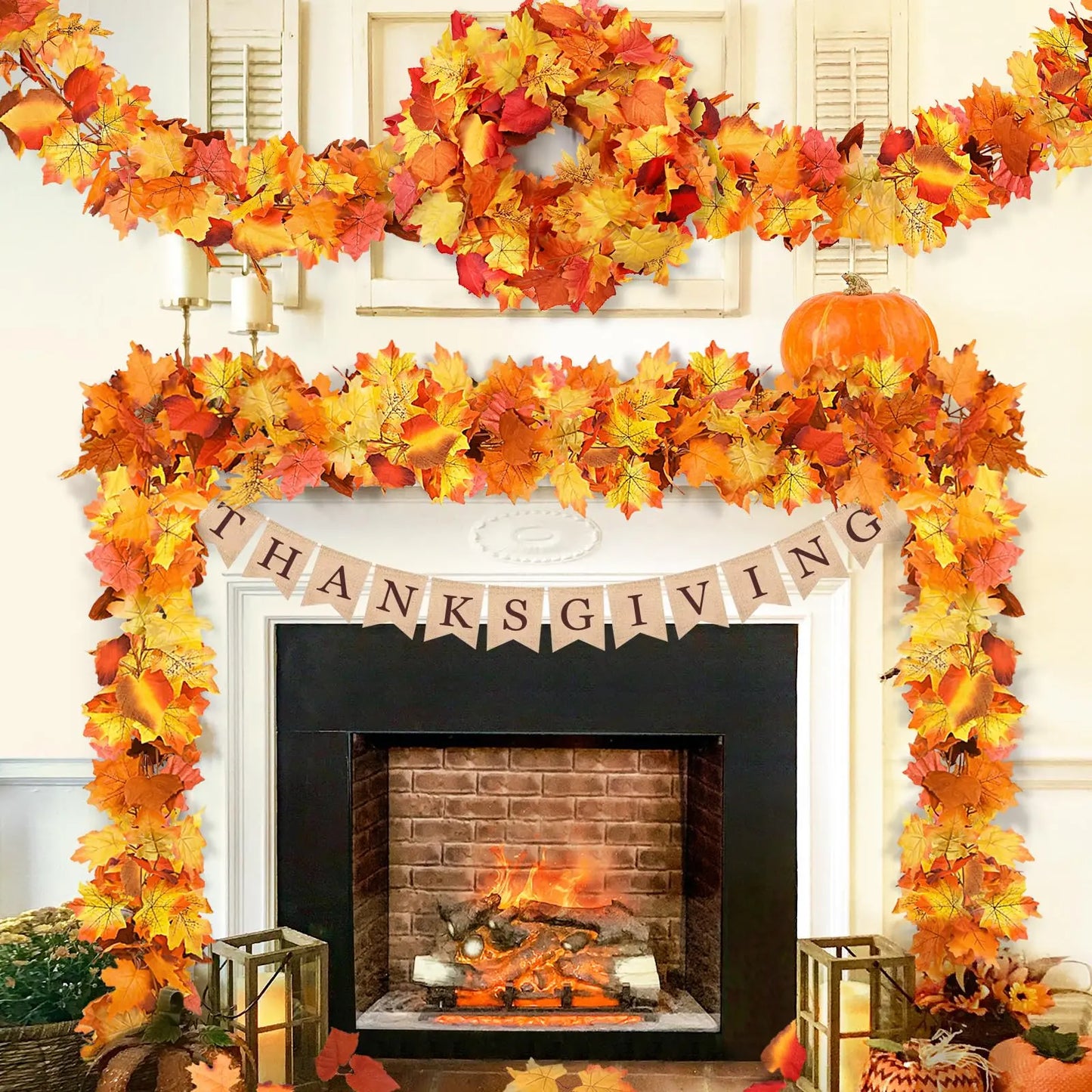 2M Artificial Maple Leaf Garland – Realistic Autumn Leaves Vine for Fall, Halloween, Thanksgiving Home Décor