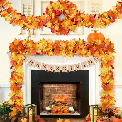 2M Artificial Maple Leaf Garland – Realistic Autumn Leaves Vine for Fall, Halloween, Thanksgiving Home Décor