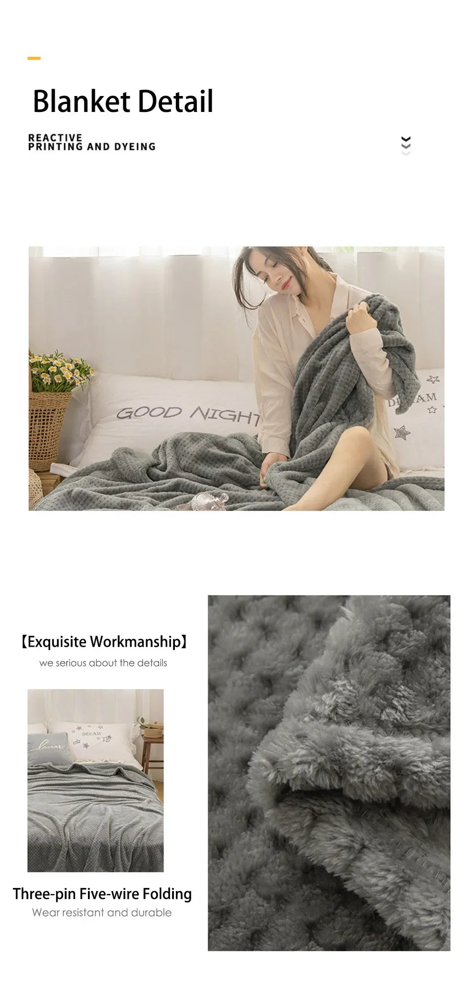 Japan-Style Coral Fleece Blanket – 300gsm Soft Fluffy Faux Fur Mink Throw, Solid & Plaid Sofa Cover & Bedspread