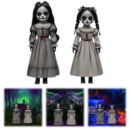 2PCS Halloween Ghost Doll Outdoor Decoration – Spooky Ground Insert Horror Props for Yard & Courtyard (2D)
