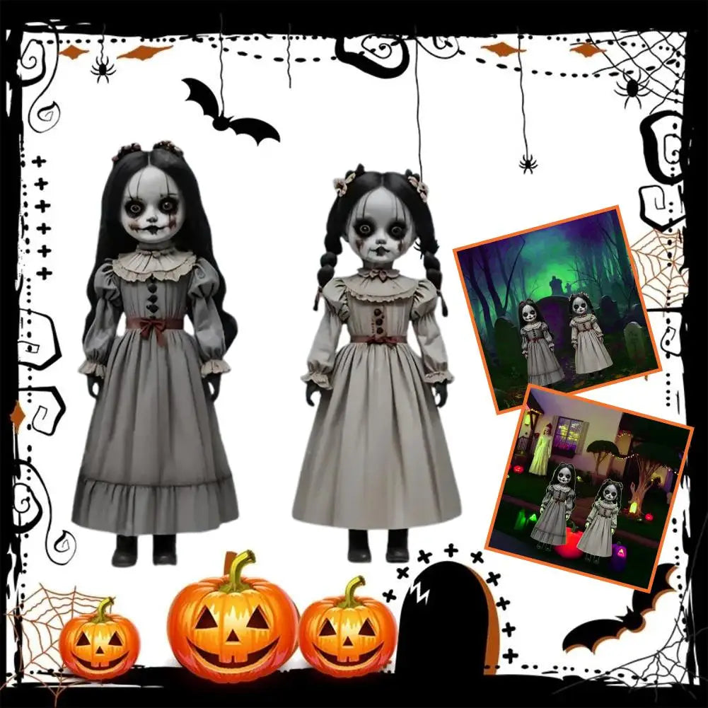2PCS Halloween Ghost Doll Outdoor Decoration – Spooky Ground Insert Horror Props for Yard & Courtyard (2D)