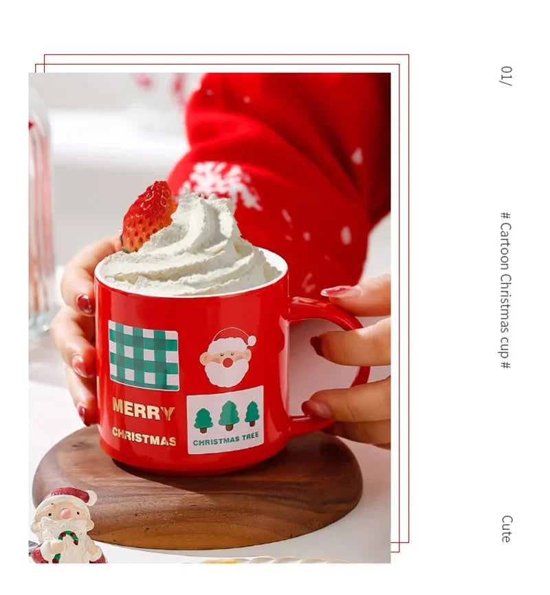 Christmas Ceramic Mugs | Santa, Elk & Snowman Coffee Cups | Festive Hot Chocolate & Gift Mug Collection