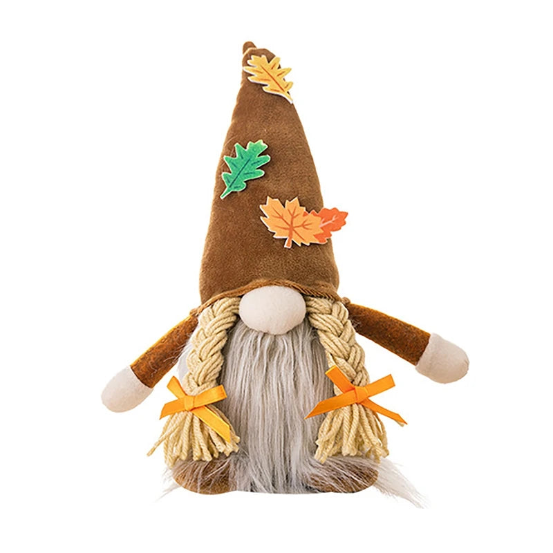 Autumn Gnome Plush Decoration – Maple Leaf & Sunflower Faceless Doll | Light-Up Fall Elf Ornament