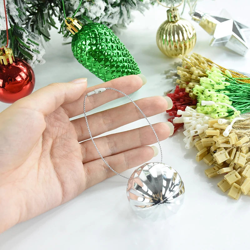 100 Pack Christmas Ornament Hanging Ropes – 20cm Gold & Silver Strings for Tree Baubles & Decorations