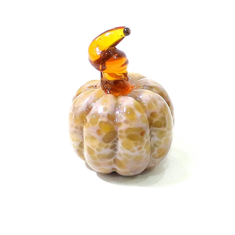 Mini Glass Pumpkin Figurines – Cute Halloween Table Ornaments, Autumn Home & Party Decorations