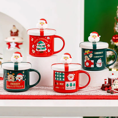 Christmas Ceramic Mugs | Santa, Elk & Snowman Coffee Cups | Festive Hot Chocolate & Gift Mug Collection
