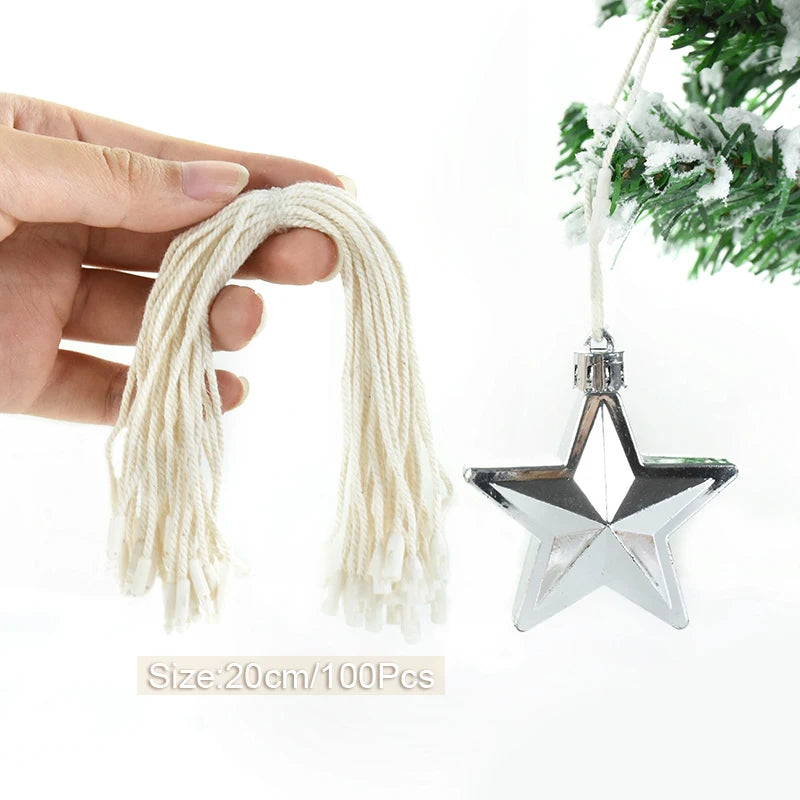 100 Pack Christmas Ornament Hanging Ropes – 20cm Gold & Silver Strings for Tree Baubles & Decorations