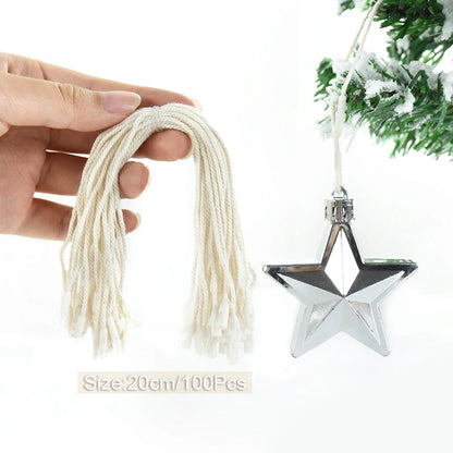 100 Pack Christmas Ornament Hanging Ropes – 20cm Gold & Silver Strings for Tree Baubles & Decorations