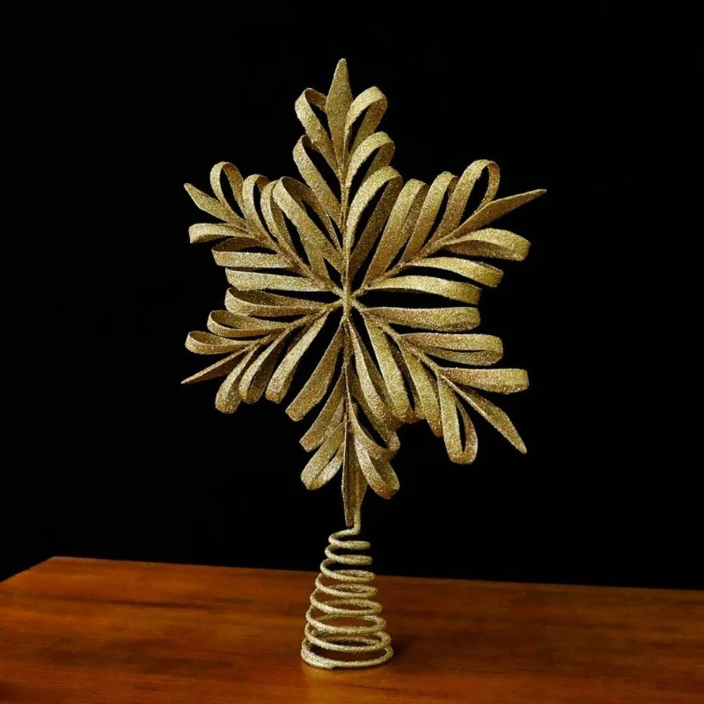 Gold Glitter Christmas Tree Topper Star Sparkling Reusable Christmas Topper Decor Iron Xmas Tree Ornament Christmas Tree