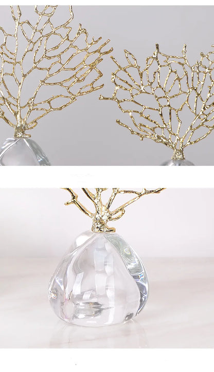 Luxury Imitation Coral Ornament & Vase – Crystal, Glass & Resin Ocean-Inspired Home Décor