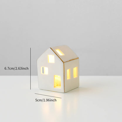 Ceramic Glowing Christmas Snow Houses | Cosy Light-Up Holiday Ornaments