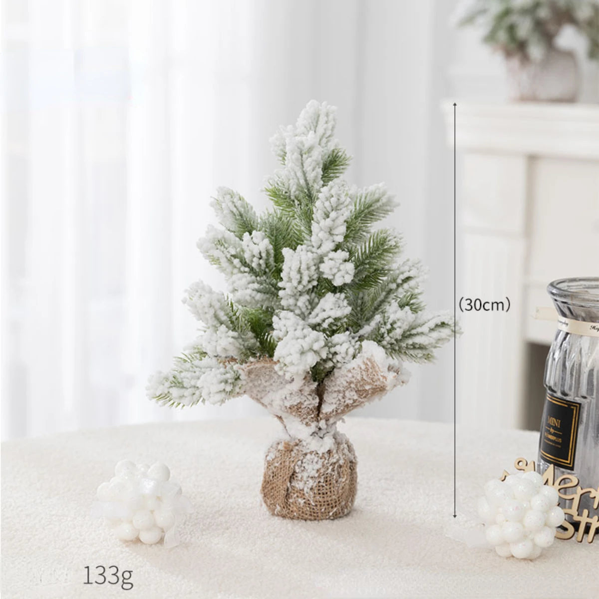 Nearly Natural Snow Flocked Artificial Christmas Tree – Decorative Tree with 30 LED Lights