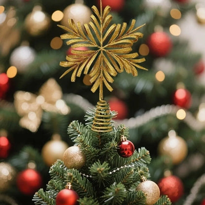 Gold Glitter Christmas Tree Topper Star Sparkling Reusable Christmas Topper Decor Iron Xmas Tree Ornament Christmas Tree