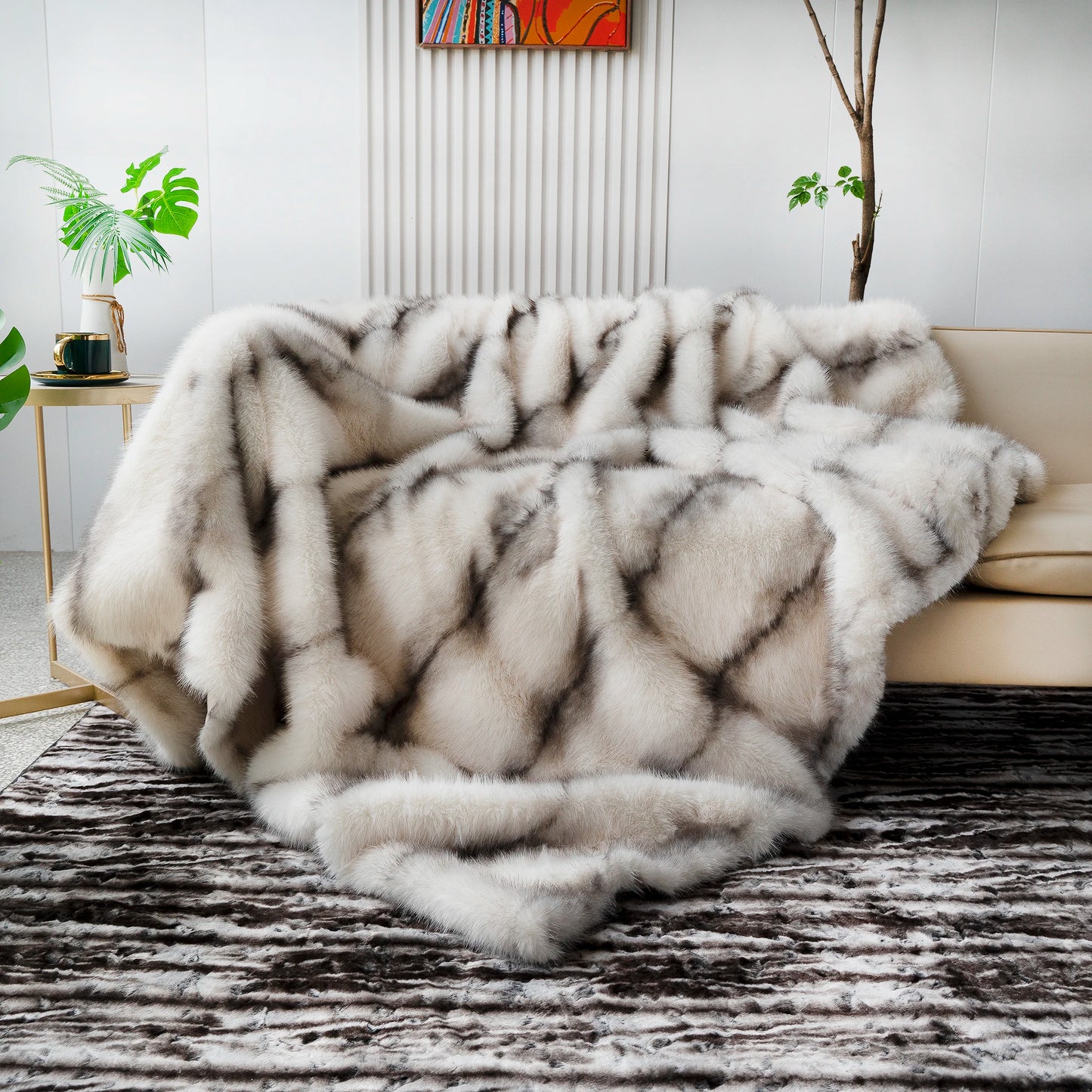 Luxury Faux Fox Fur Blanket – Super Soft Fuzzy Throw for Bed, Sofa & Home Décor