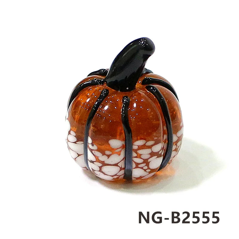 Mini Glass Pumpkin Figurines – Cute Halloween Table Ornaments, Autumn Home & Party Decorations