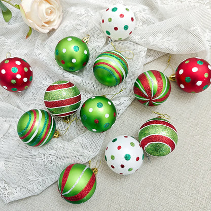 Set of 9/12/34 Grinch-Inspired Christmas Baubles – Green Painted Ornaments for Tree & Home Festive Décor