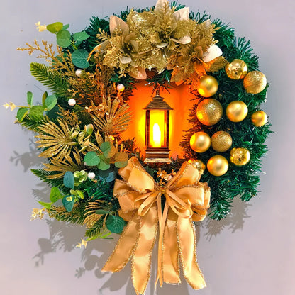 45cm Light-Up Christmas Wreath with Centre Lamp | Elegant Festive Door & Wall Decoration (Multiple Colours)